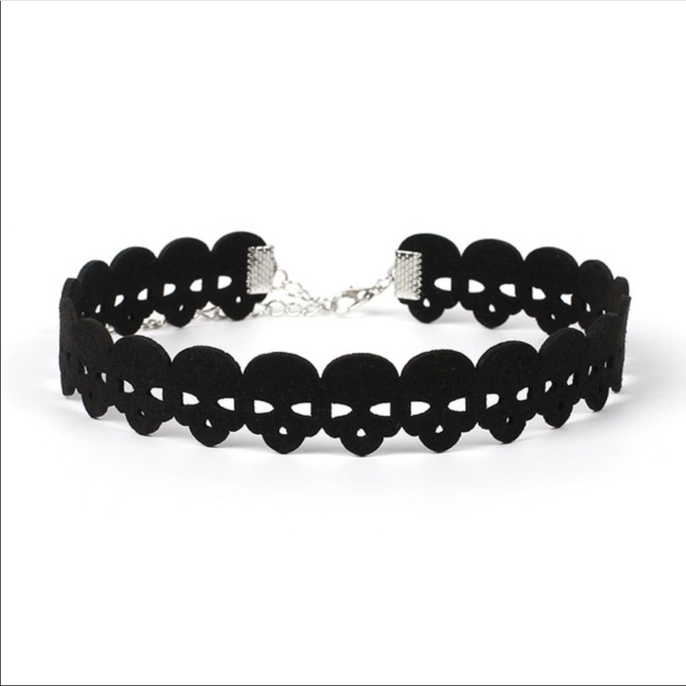 Black Felt Skull Choker